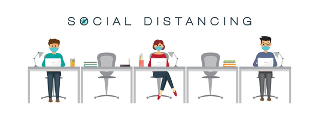Office workers social distancing