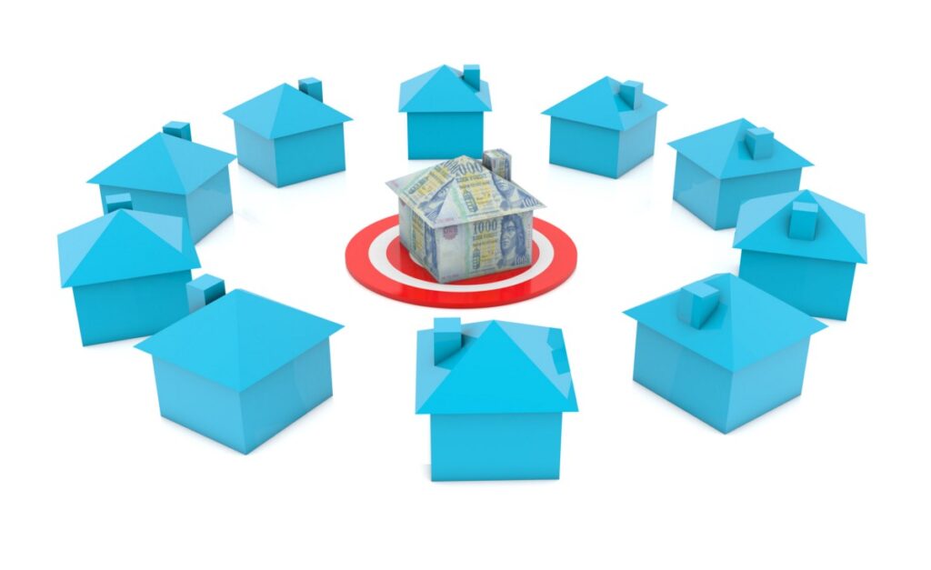 Circle of blue houses