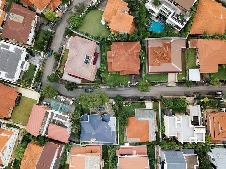 aerial view of a neighborhood