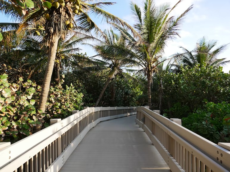 A boardwalk leading to the beach in Boca Raton, FL