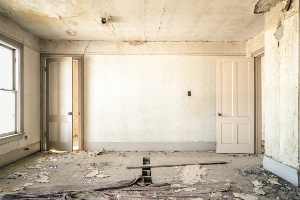 A room undergoing renovations