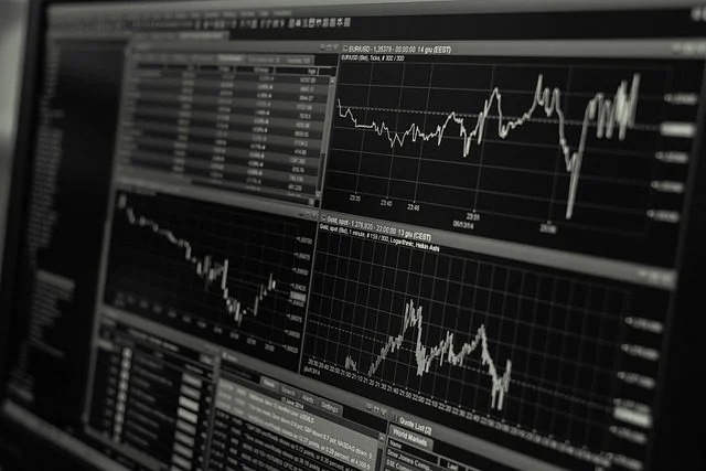 stock market trending graph on a computer